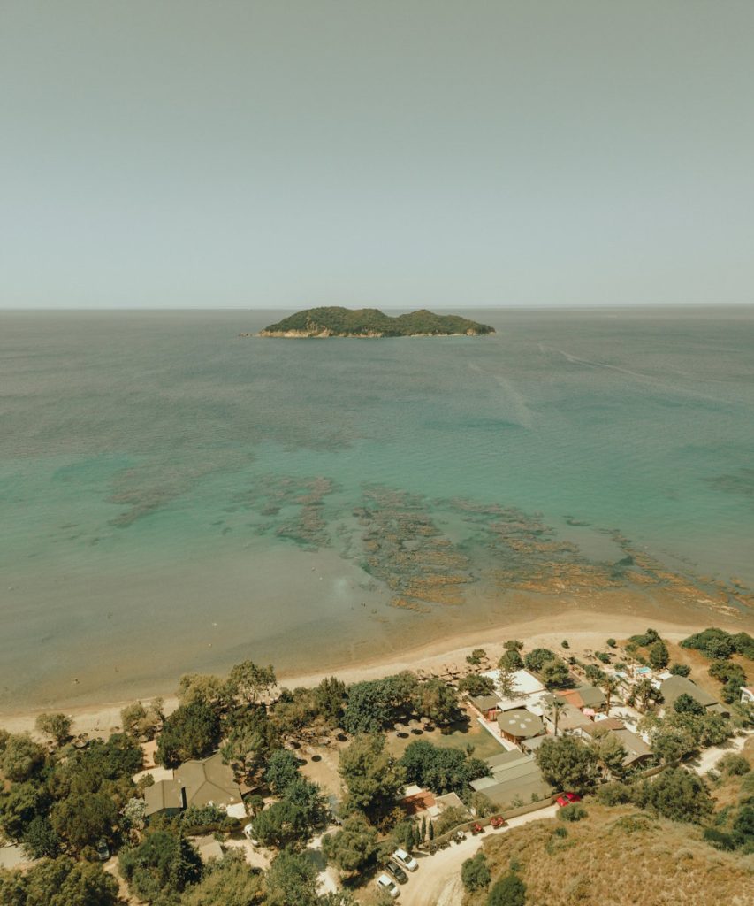 Pelouzo island seen from Dafni Beach, Zakynthos